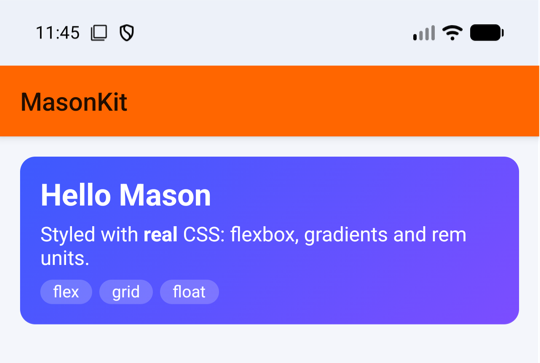 The card on Android